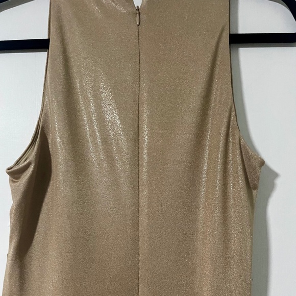 NEW Lauren Ralph Lauren Gold Foil-Print Jersey Dress Size 6 - Picture 6 of 7